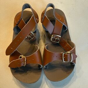 Salt Water Sandals by Hoy Brown Leather Buckle Kids Sandals